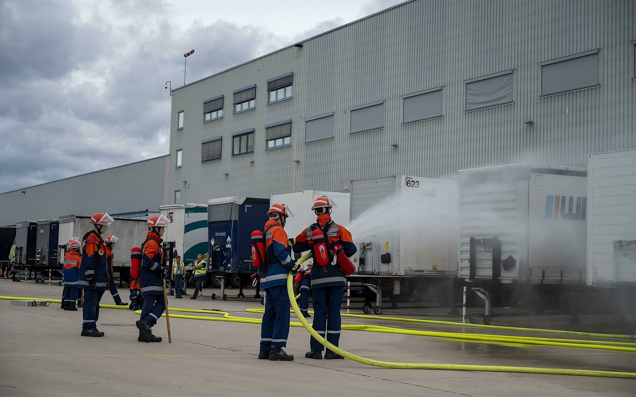 Direkt beim ersten Einsatz, einem „Hallenbrand“