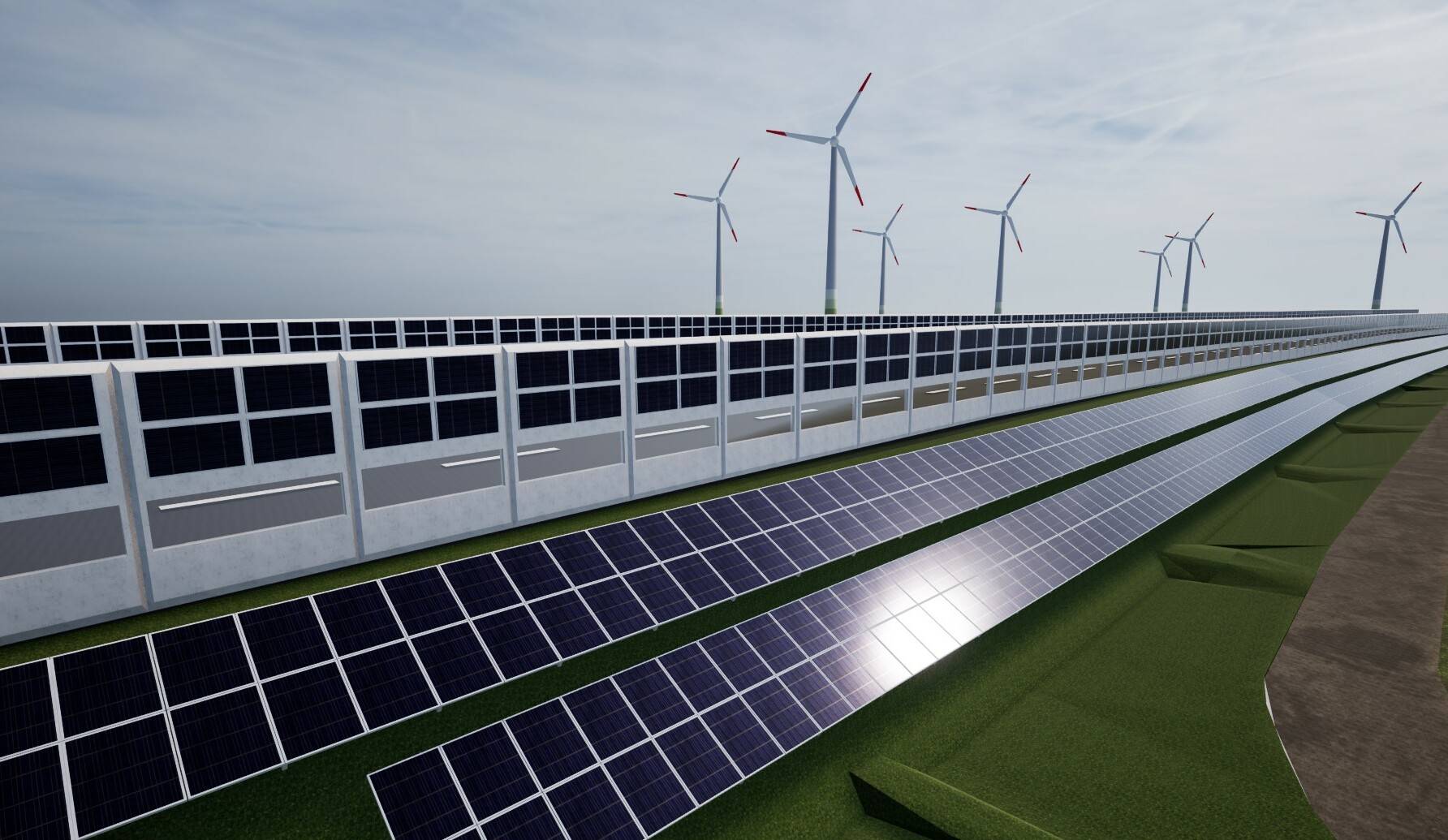 Die Illustration zeigt, wie die Solarautobahn geplant werden könnte.